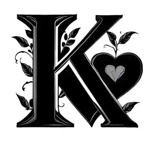 K And A Letter With Heart Shape Between Them