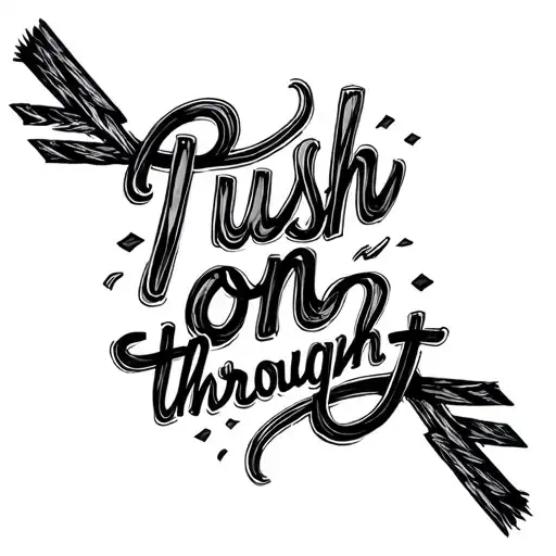 Make Me Tattoo Ideas Of The Song Lyric 'Push On Through' With Arrows Going Through The Words