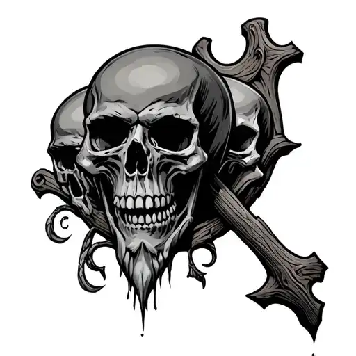 Charon Crossing With Skulls Surrounded