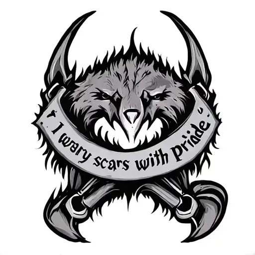 Wolf Claw Marks With Writing Saying 'I Wear My Scars With Pride'