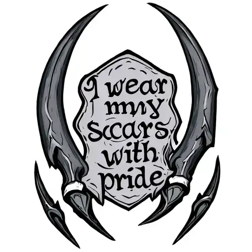 Wolf Claw Marks With Writing Saying 'I Wear My Scars With Pride'