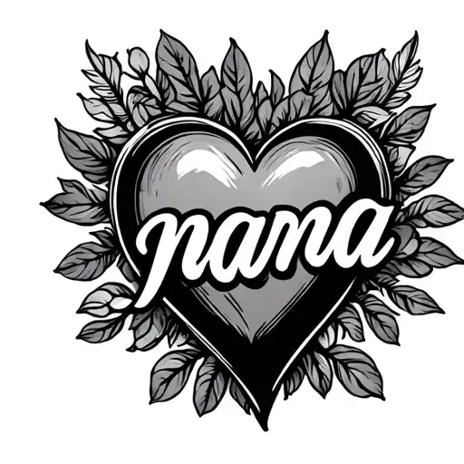 Minimalist Tattoo That Says Nana Inside A Heart For Men
