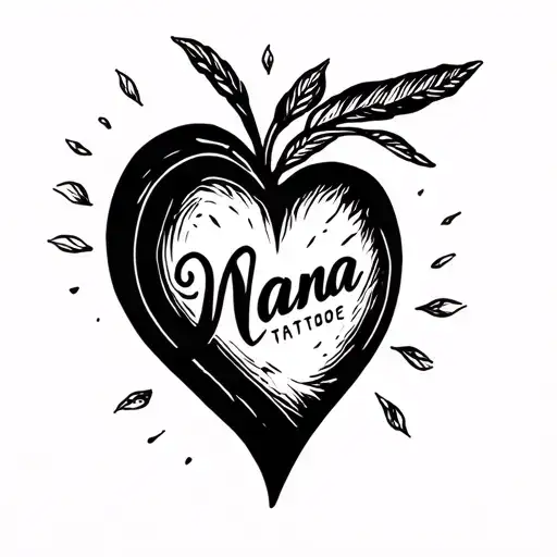 Very Small Minimalist Tattoo That Says Nana Inside A Heart For Men
