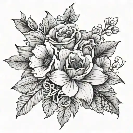 A Bunch Of Four Flowers Wrapped