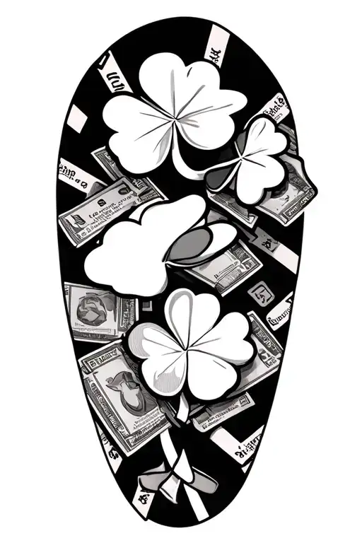 Black And White Lucky Clover And Duck Sleeve With Sports Cards In The Background