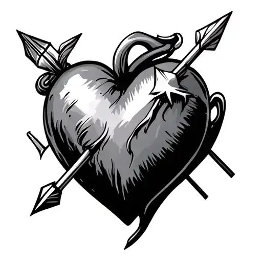 Heart With Bowing Arrow Piercing