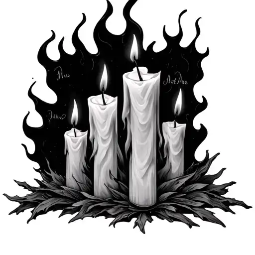 Candles With Names In Flames Coming