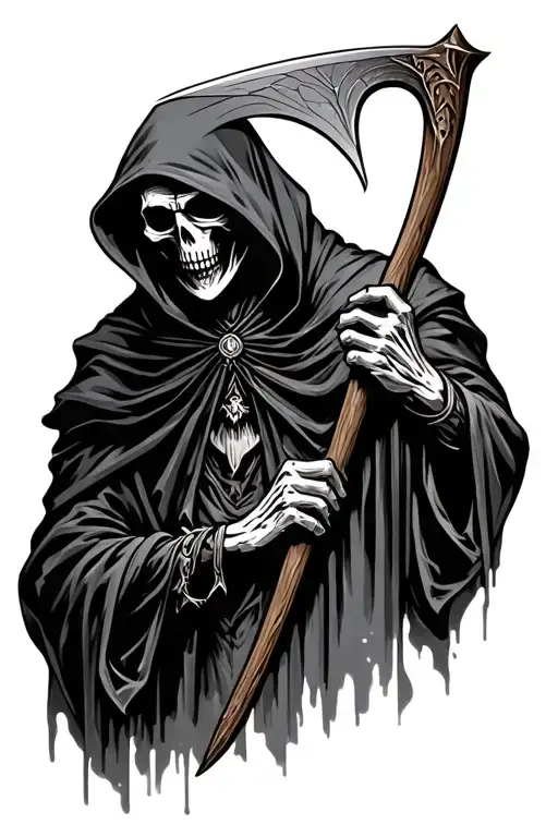 Grim Reaper Holding A Scythe