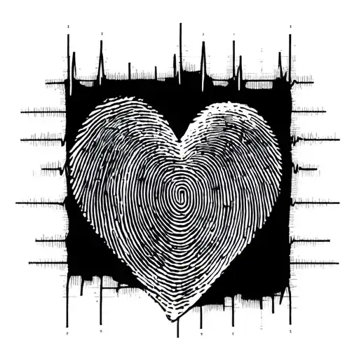 Fingerprint And Ekg Heart Shape