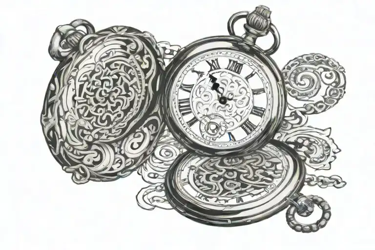 Pocket Watch With Patterns Symbolizing