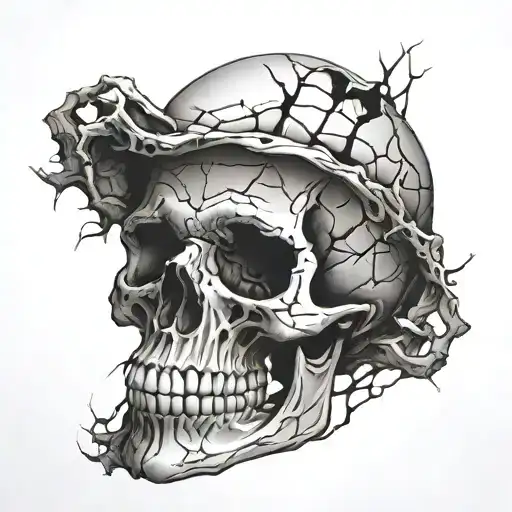 Skull With Cracks Coming