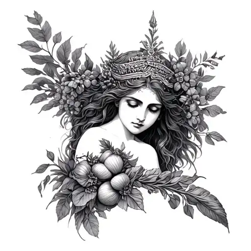 Micro Realistic Fullbody Demeter Goddess Of The Harvest Art