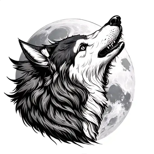 Moom And Wolf Howling At The Moon