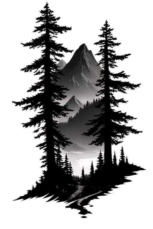 Mountain Forrest Themed Half Sleeve