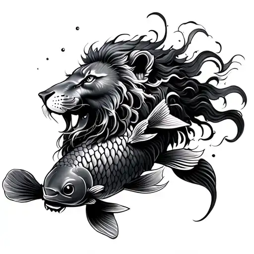Lion And Koi Fish