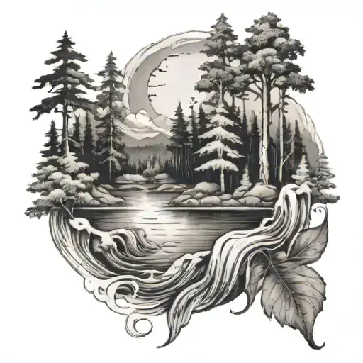 Water With Forest Landscape