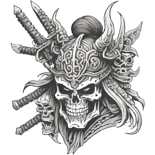 Samurai Skull And Demon