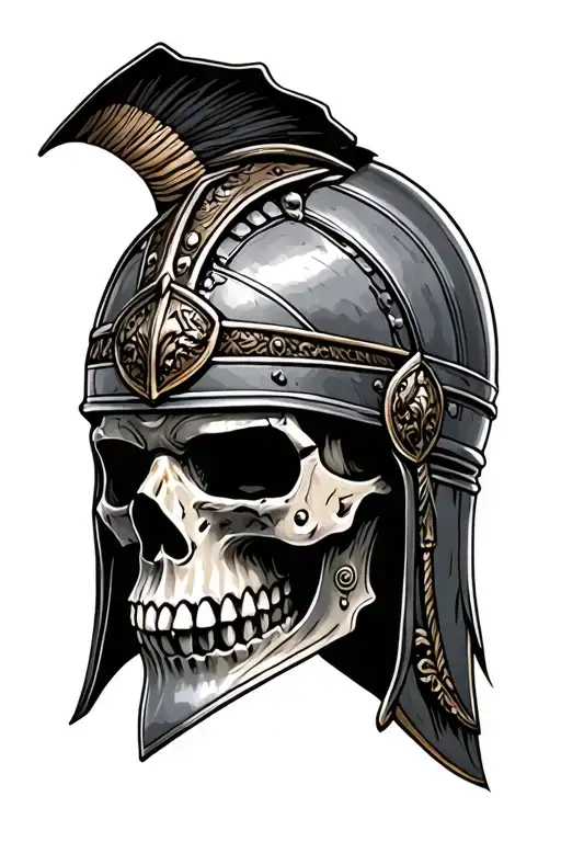 Gladiator Helmet With Skull Bottom Half Face
