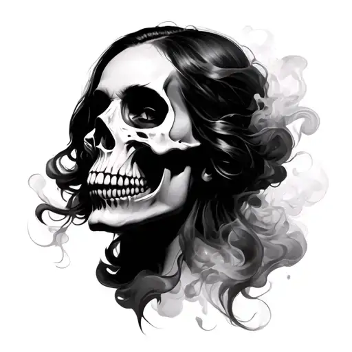Women Face Skull Smoke Forming