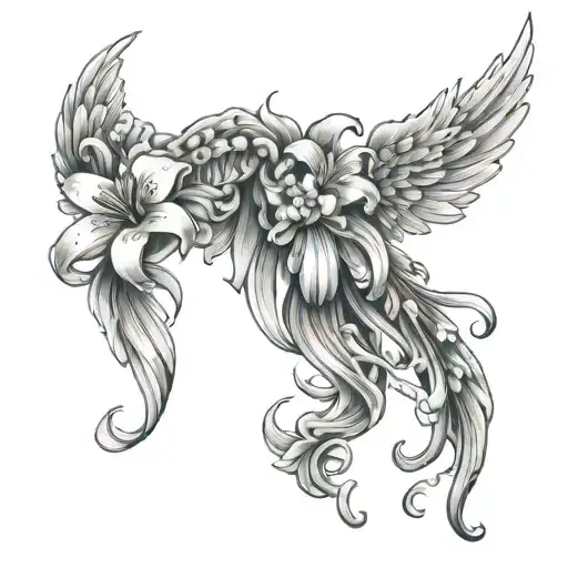 Lily Flower Angel Wings
