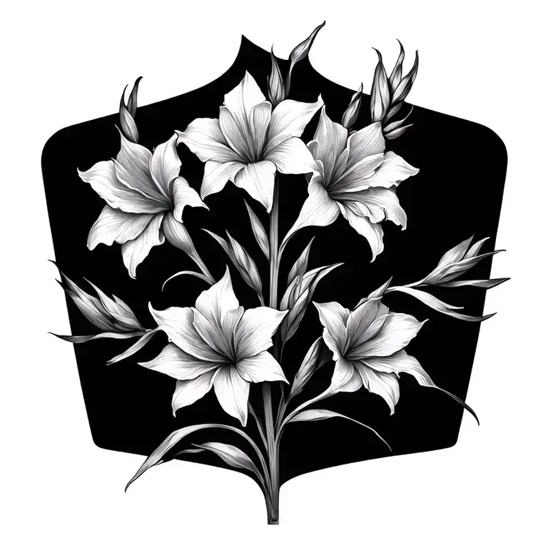 Gladiolus Flowers With Stems On Back