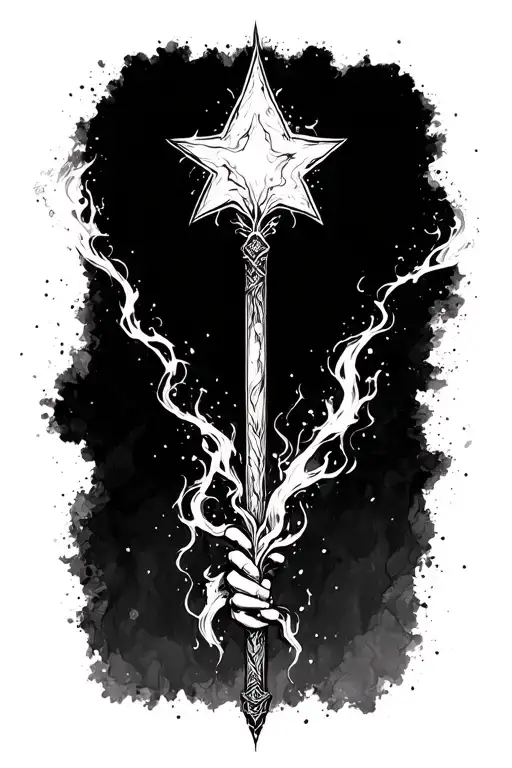 Magic Wand Line Art