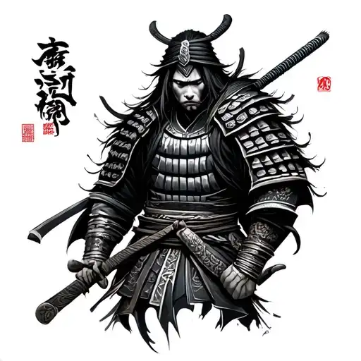 Edgy And Dark Forearm Samurai Tattoo Design
