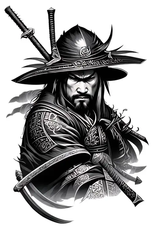 Edgy And Dark Forearm Samurai Tattoo Design