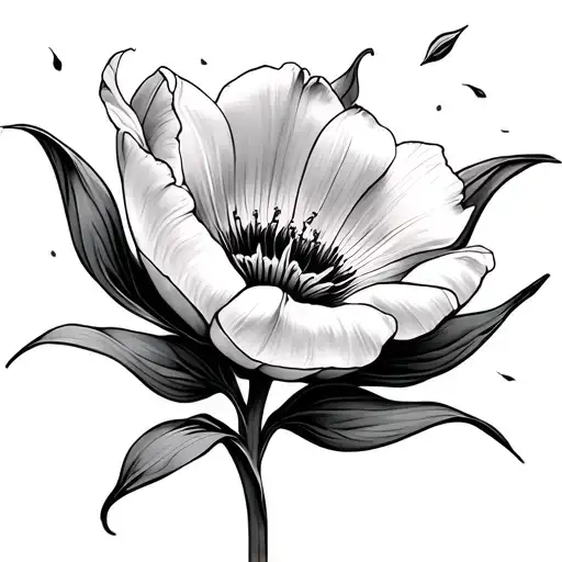 Flower Tulip Blooming And Leaves Falling