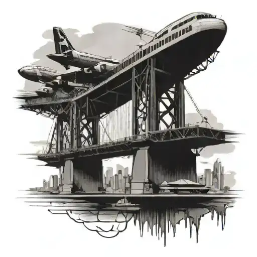 Sydney Bridge With A Plane Flying Underneath