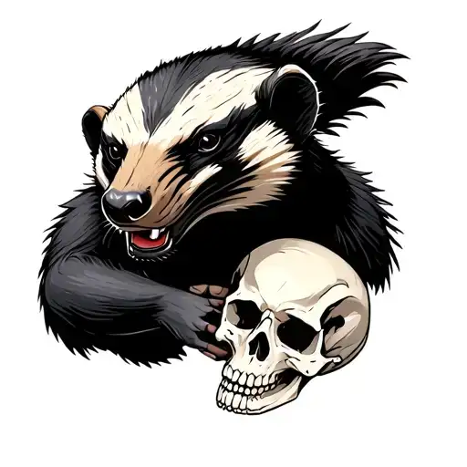 Honey Badger Holding Skull
