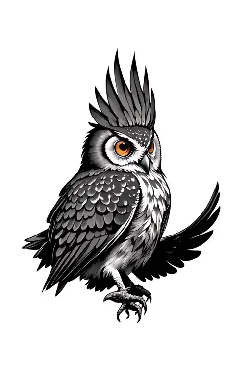 Owl With Wings In The Middle