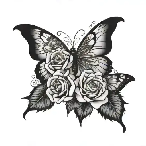 Roses And Butterfly With Mandalas