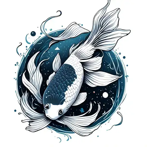 Koi Fish With The Background Universe
