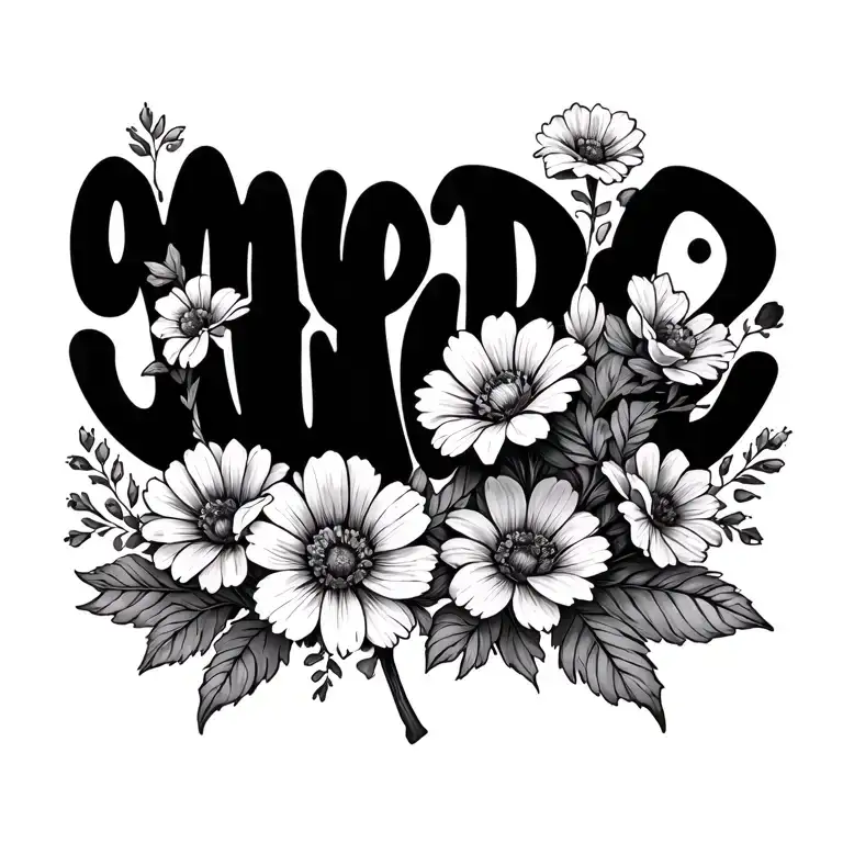 Flowers And Name On Stem Curving Around Spelling