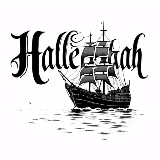 Ship Sailing Out Of Darkness Into Light With Hard Fought Hallelujah Written On Ship