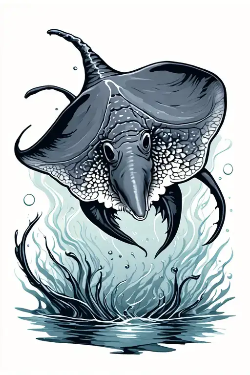Stingray Swimming Through A Sea