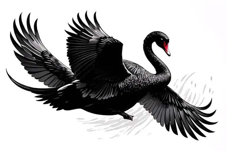 High Contrast Black Swan Flying