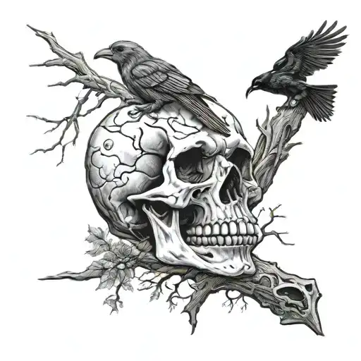 Death Tree Acid Skin Skull Knife Crows