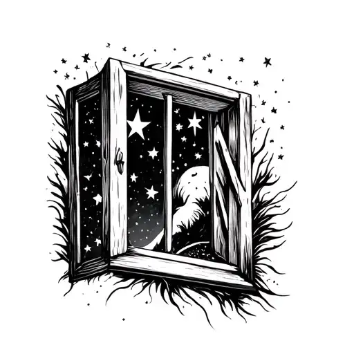 Open Window With Stars Inside