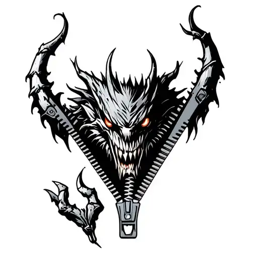 Zipper Open With Monster Looking Forward