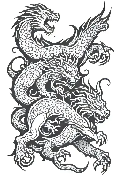 Dragon And Lion Surrounded