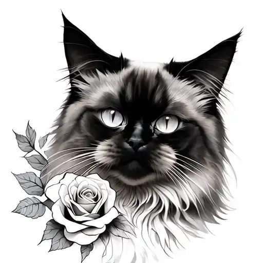 Masked Ragdoll Cat With Roses