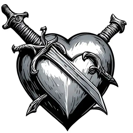 Heart Pierced By Swords Medieval Sword