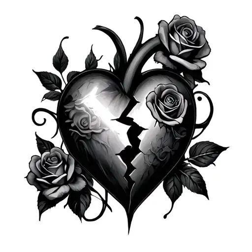 Broken Heart With Roses
