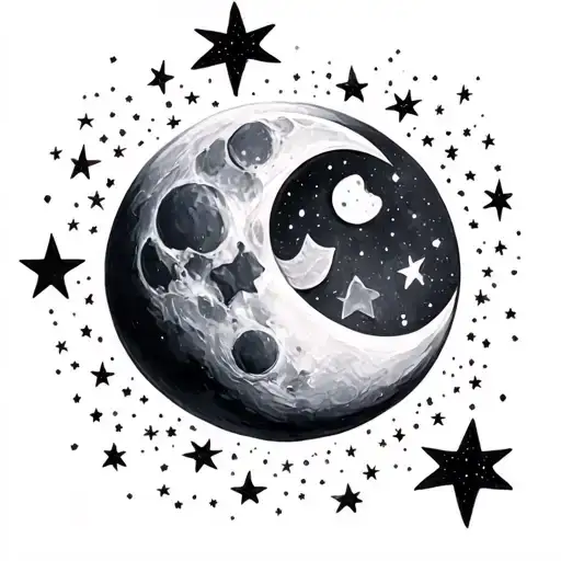 Moon And Stars Scattered