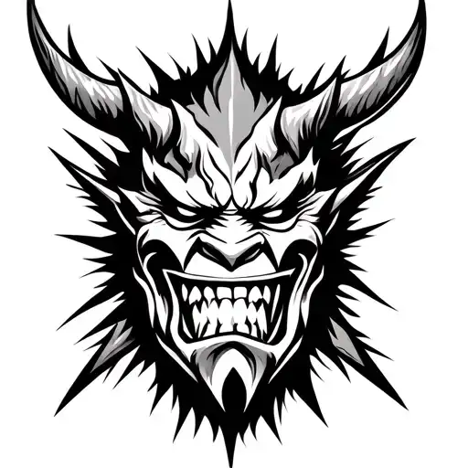 Oni Mask Surrounded By Tig Welding Wizard