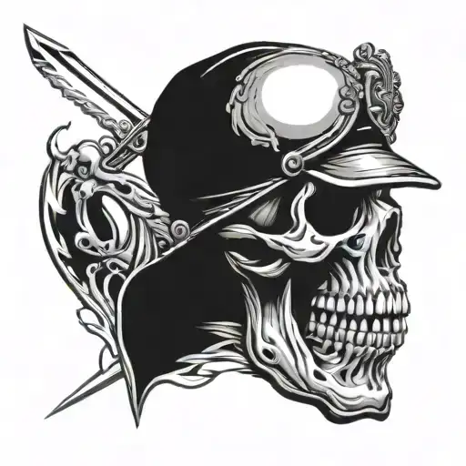 Skull With Knife In Mouth