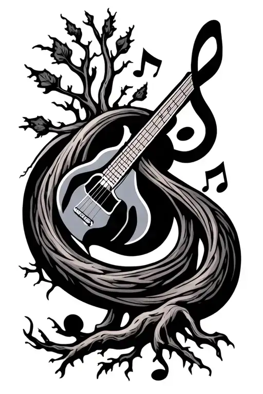 Roots Music Notes Intertwined