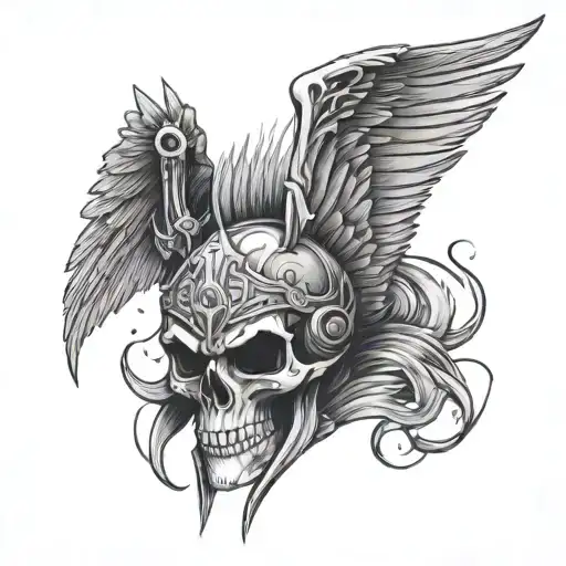 Skull Spartan With Wings
